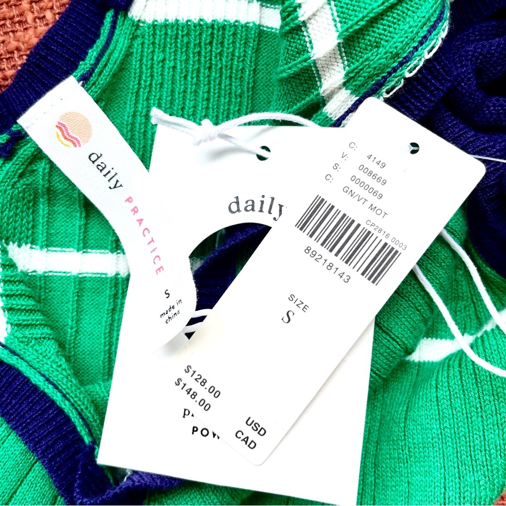 Anthropologie Daily Practice Sweater Midi Dress In Green Stripe Size S NWT - Picture 7 of 13